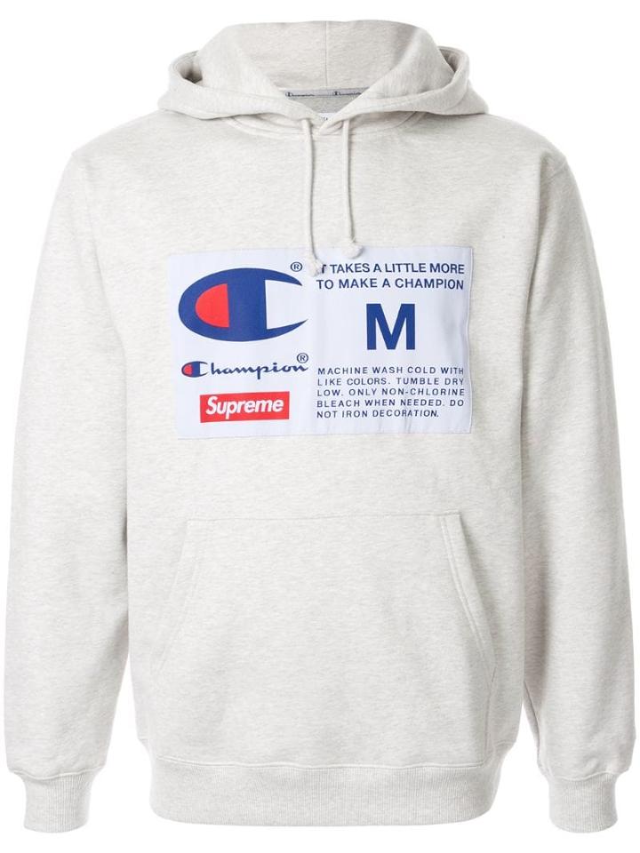 Supreme Champion Label Hoodie - Grey