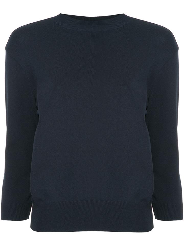 Le Ciel Bleu 3/4 Sleeve Sobari Knitted Top - Blue