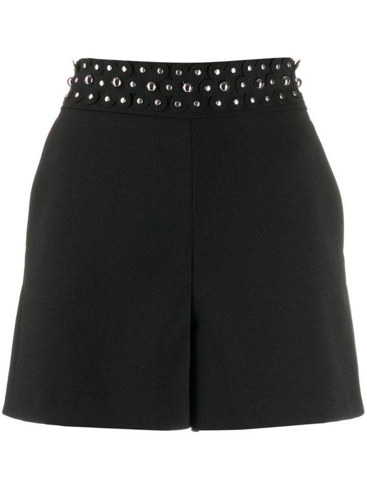 Red Valentino Floral Studded Short Shorts - Black