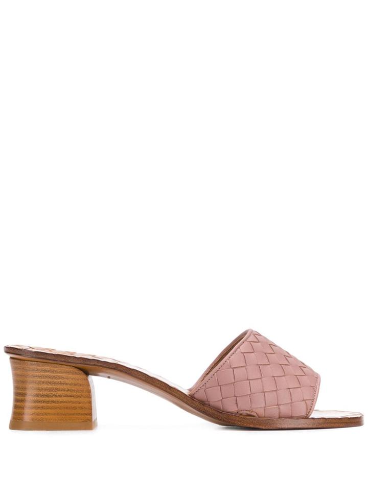 Bottega Veneta Woven Effect Mules - Pink