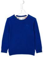 Burberry Kids Checked Elbow Patch Jumper, Toddler Boy's, Size: 4 Yrs, Blue