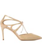 Casadei Cut-out Tie Pumps, Women's, Size: 36, Nude/neutrals, Leather/patent Leather