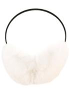 Yves Salomon Fur Earmuffs, Women's, White, Silk/rabbit Fur/polyester