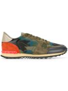 Valentino Rockrunner Sneakers, Men's, Size: 43.5, Green, Calf Leather/suede/cotton/rubber