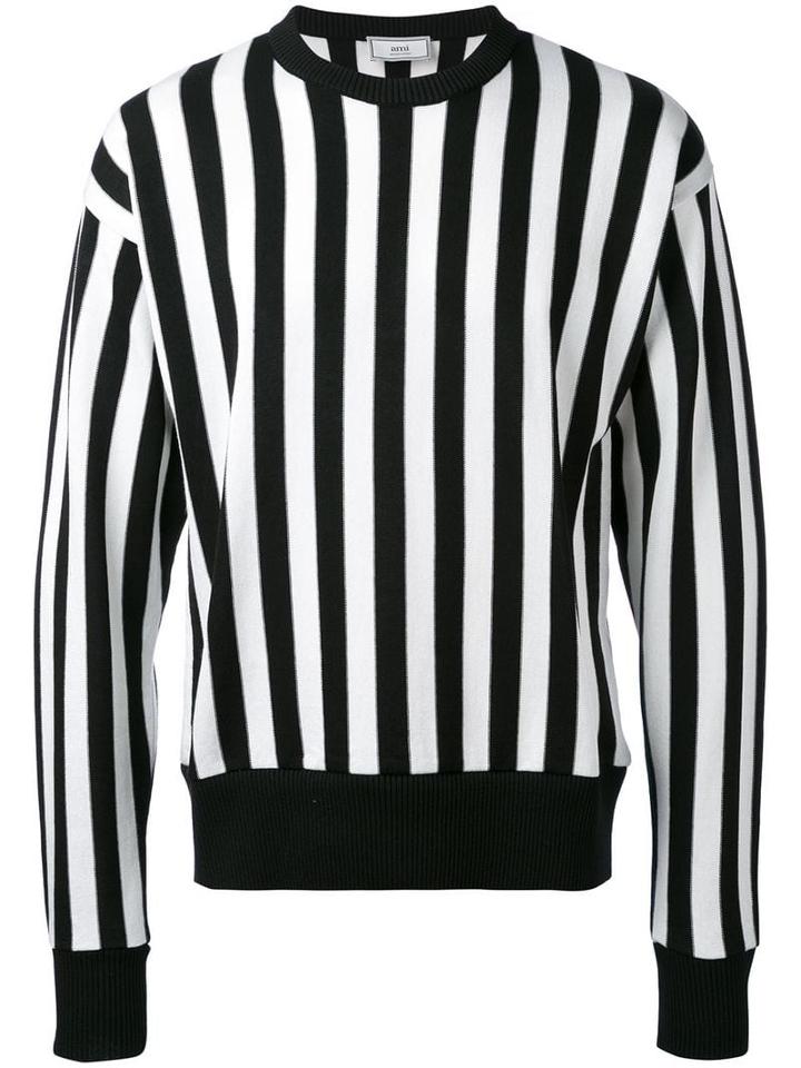 Ami Paris Crewneck Striped Sweater - Black