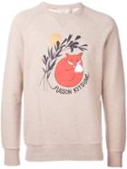 Maison Kitsuné Sleeping Fox Print Sweater, Men's, Size: Small, Nude/neutrals, Cotton
