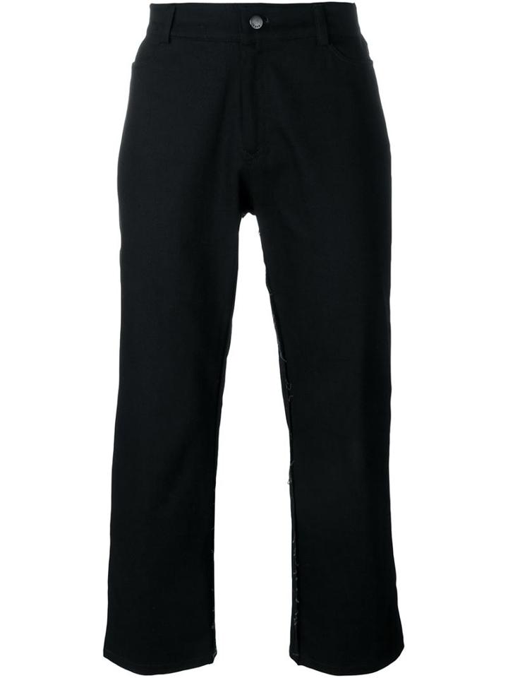 Mow Frayed Trim Flared Cropped Trousers