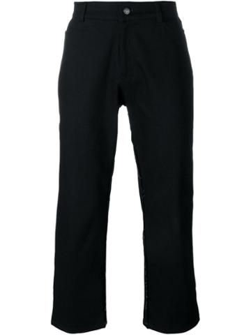Mow Frayed Trim Flared Cropped Trousers