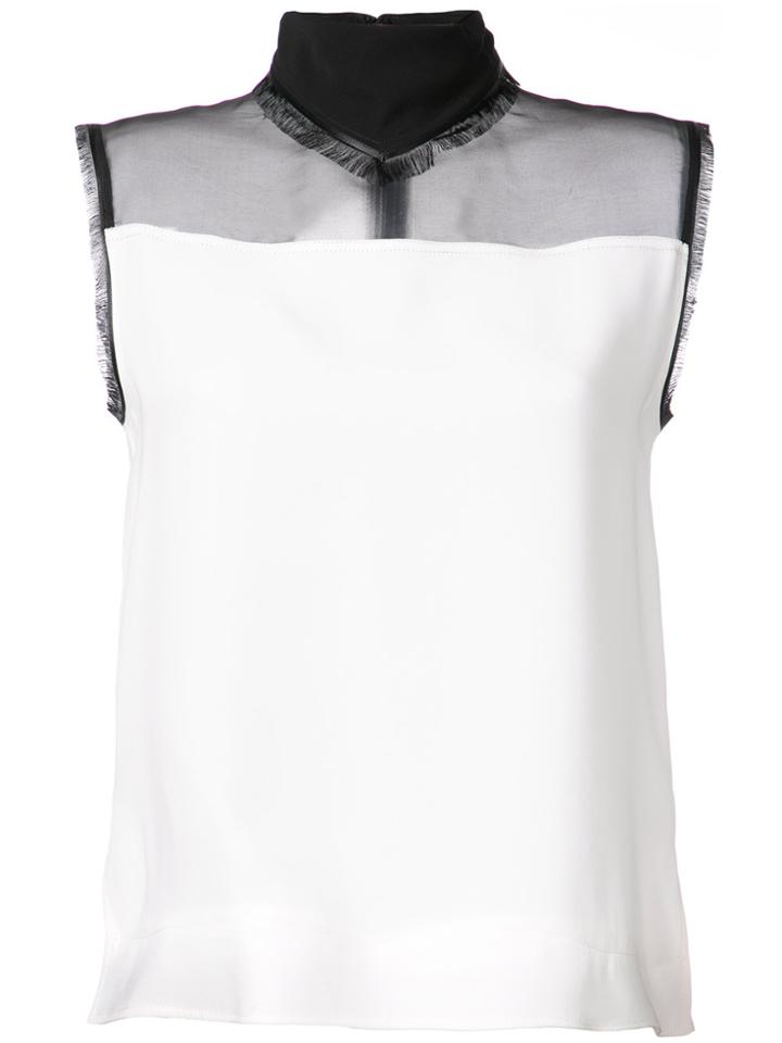 Derek Lam Sleeveless Scarf Neck Blouse - White