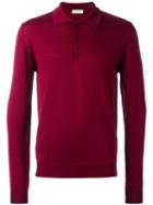 Éditions M.r Long Sleeved Polo Shirt, Men's, Size: Medium, Red, Merino