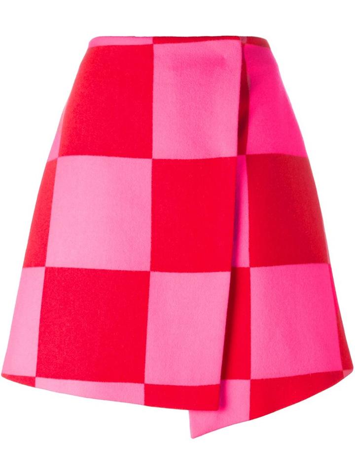 Msgm Checked Mini Skirt, Women's, Size: 44, Pink/purple, Polyamide/polyester/wool