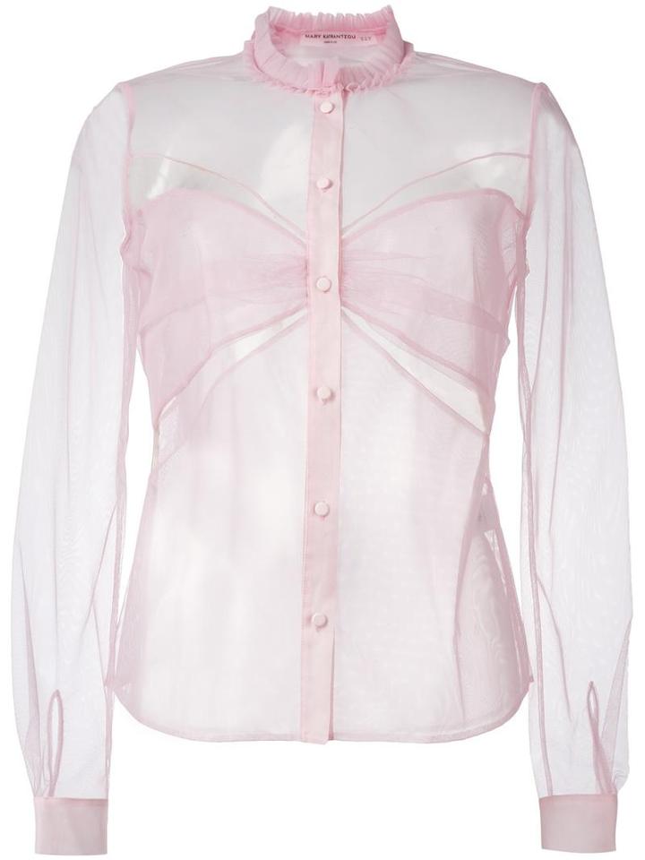 Mary Katrantzou Ruffle Collar Tulle Blouse, Women's, Size: 10, Pink/purple, Polyamide/silk