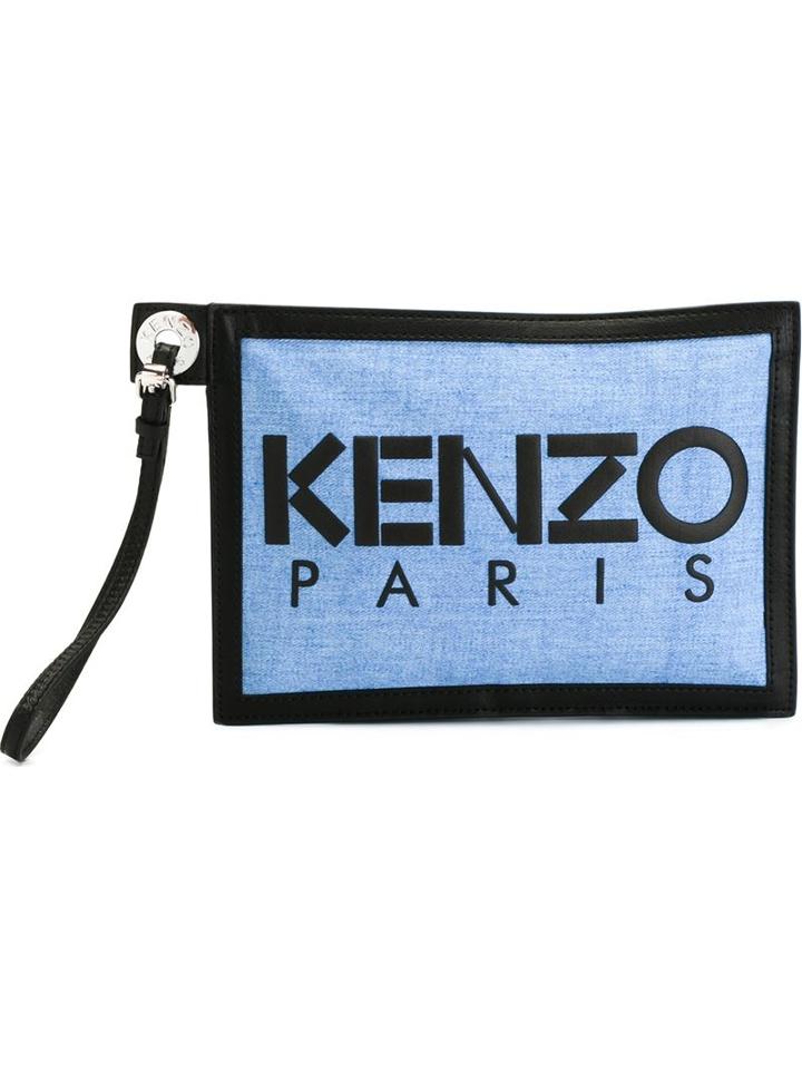 Kenzo Multi Pocket Clutch, Women's, Blue, Cotton/polyamide/leather