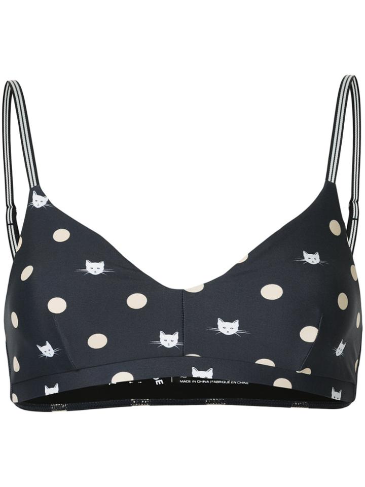 The Upside Cat Print Sports Bra - Black
