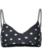 The Upside Cat Print Sports Bra - Black