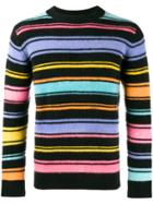 The Elder Statesman Crazy Stripe Painted Jumper - Black