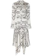 Ganni Blakely Silk Blend Shirt Dress - White