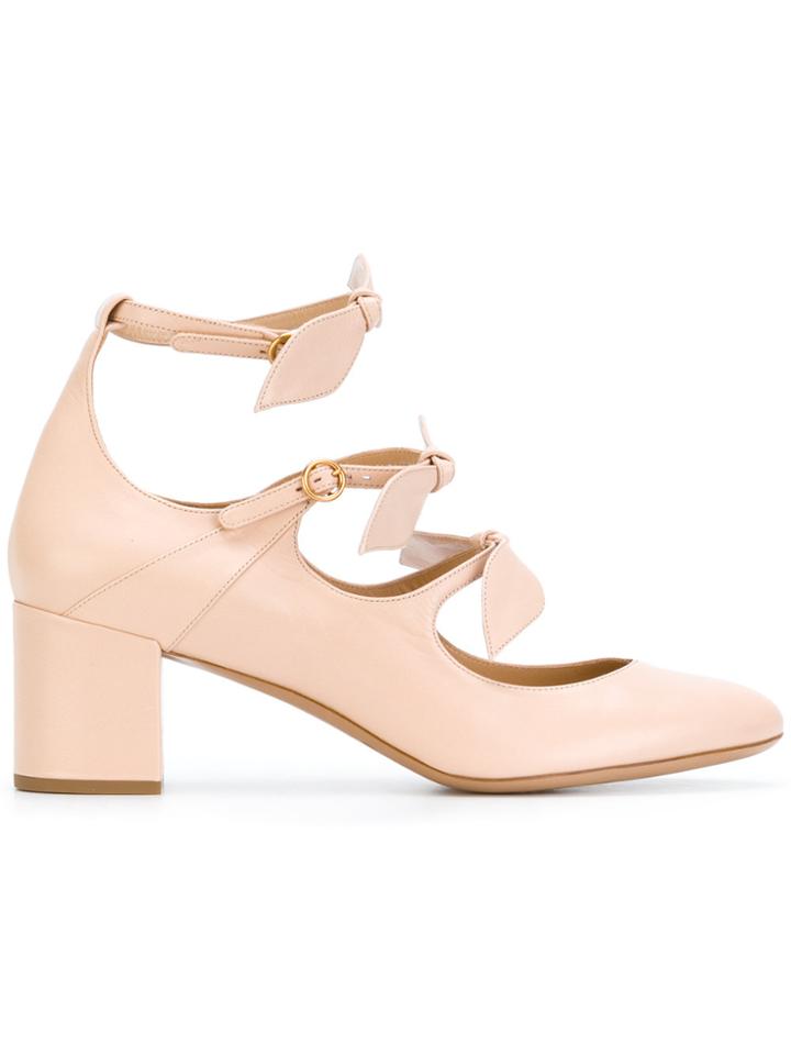 Chloé Mike Leaf Strap Pumps - Pink & Purple