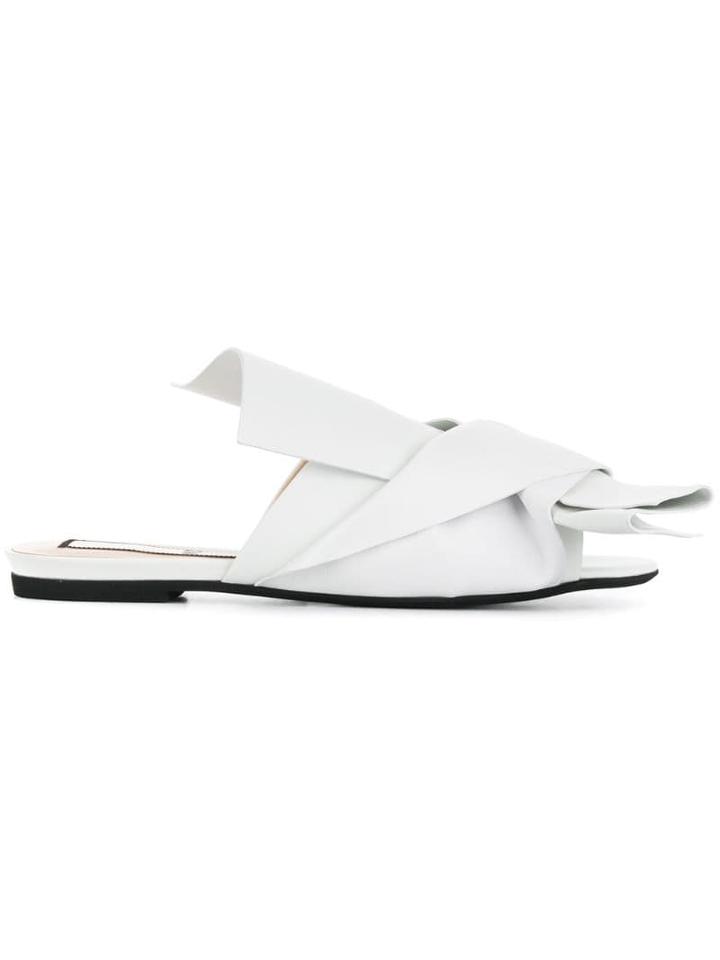 Nº21 Abstract Bow Mules - White