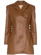 Matériel Double-breasted Long-line Jacket - Brown