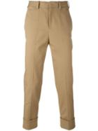 Neil Barrett Cropped Trousers, Men's, Size: 52, Brown, Cotton/spandex/elastane