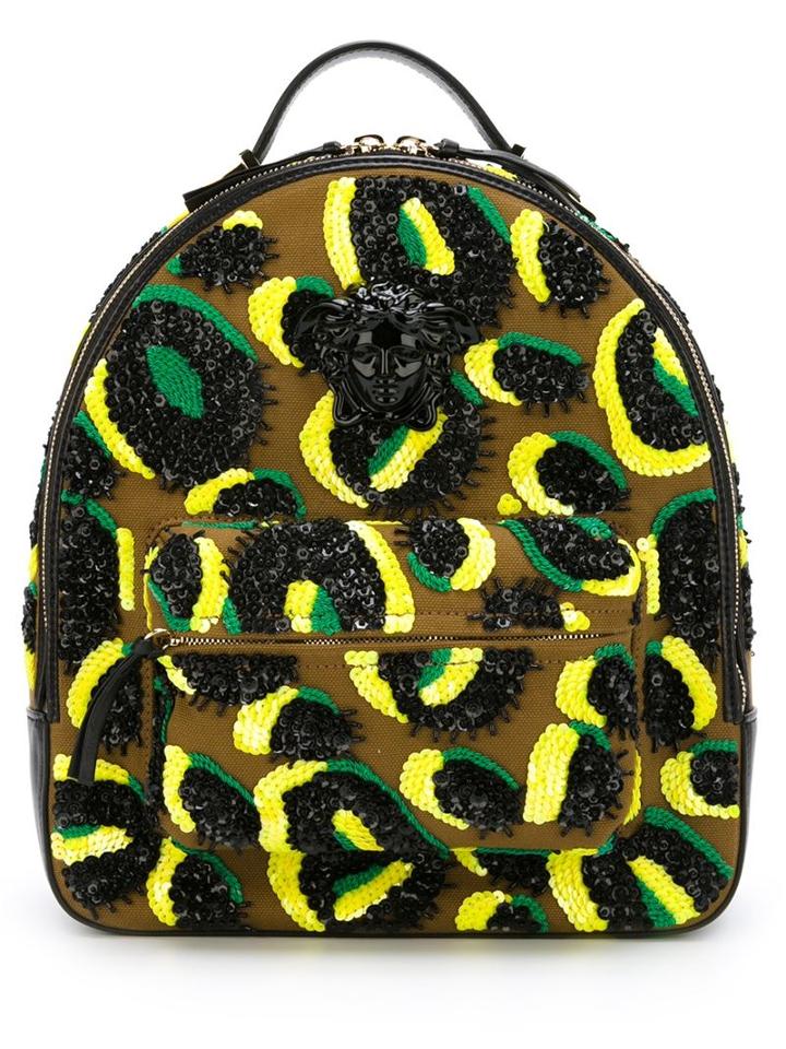 Versace Leopard Embroidered Backpack