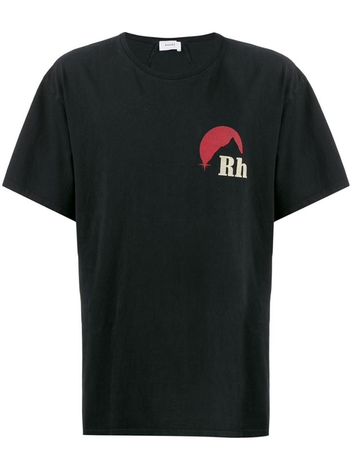 Rhude Logo Print Boxy Fit T-shirt - Black