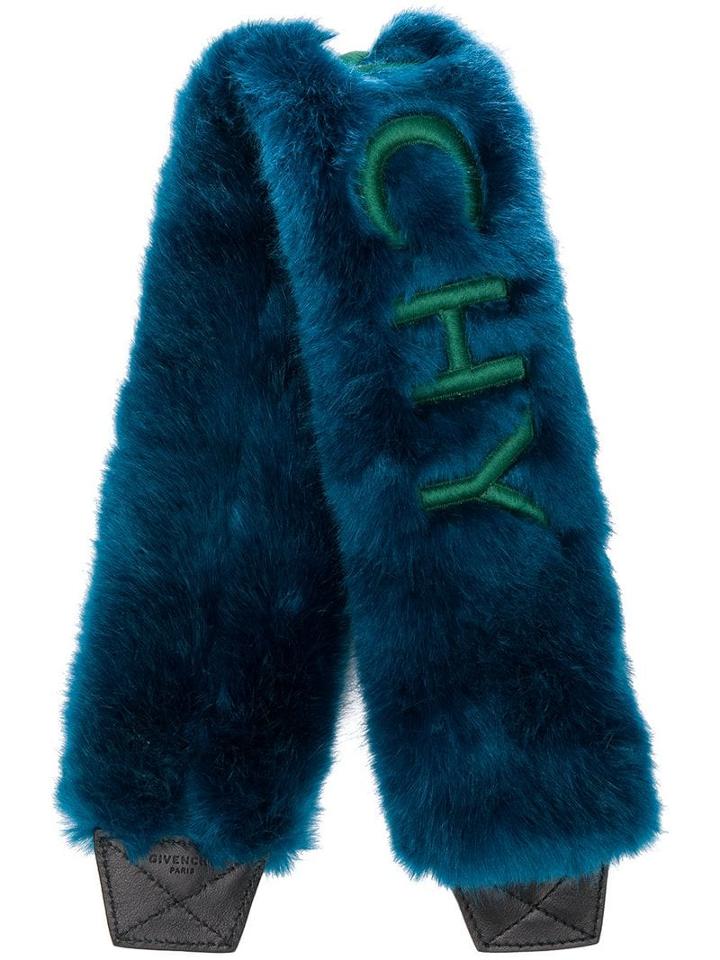 Givenchy Logo Fur Stole - Blue
