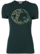 Versace Collection - Embellished Logo T-shirt - Women - Spandex/elastane/viscose - 42, Green, Spandex/elastane/viscose