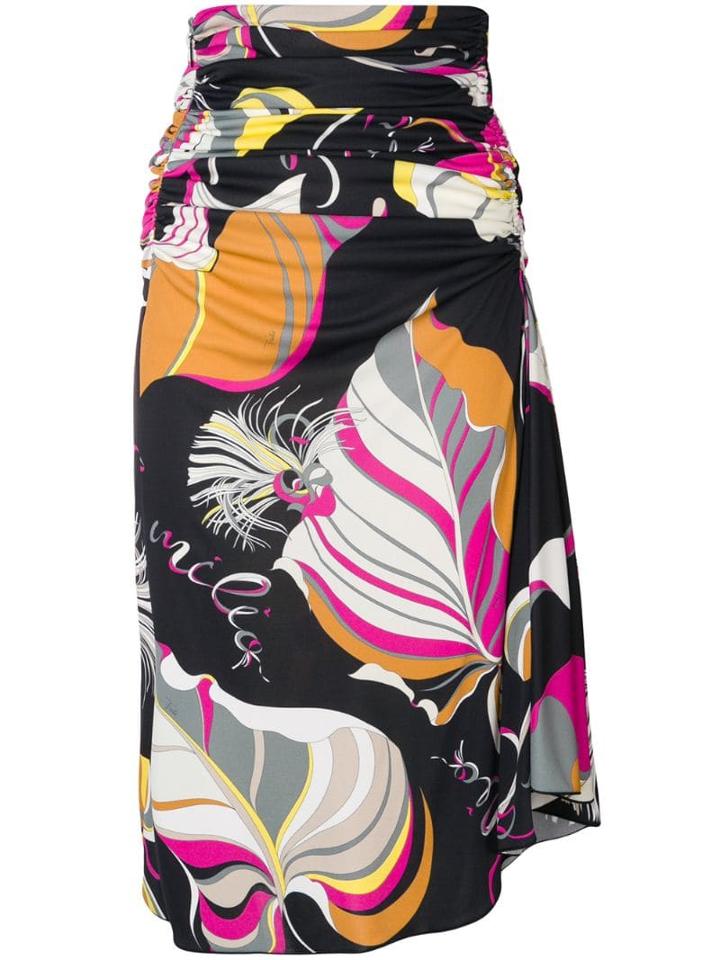 Emilio Pucci Frida Print Ruched Mid-length Skirt - Black