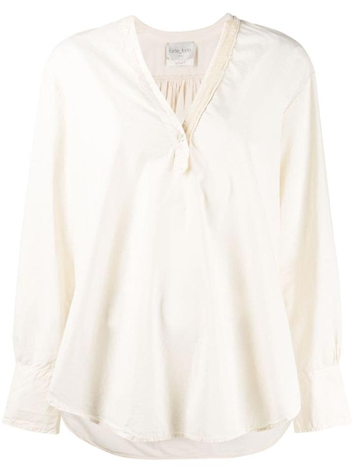 Forte Forte Classic V-neck Blouse - Neutrals