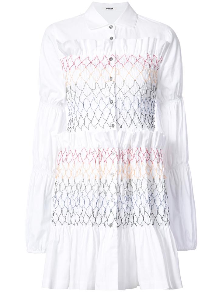 Jourden Ruffle Shirt Dress - White