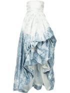 Oscar De La Renta Printed Strapless High Low Gown - White