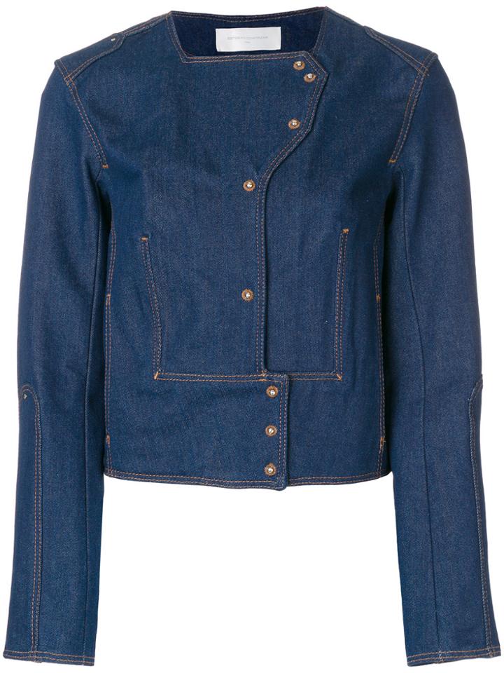 Esteban Cortazar Crop Denim Jacket - Blue