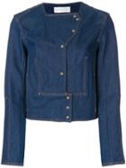 Esteban Cortazar Crop Denim Jacket - Blue