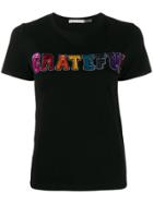 Alice+olivia 'grateful' Sequin Embroidery T-shirt - Black