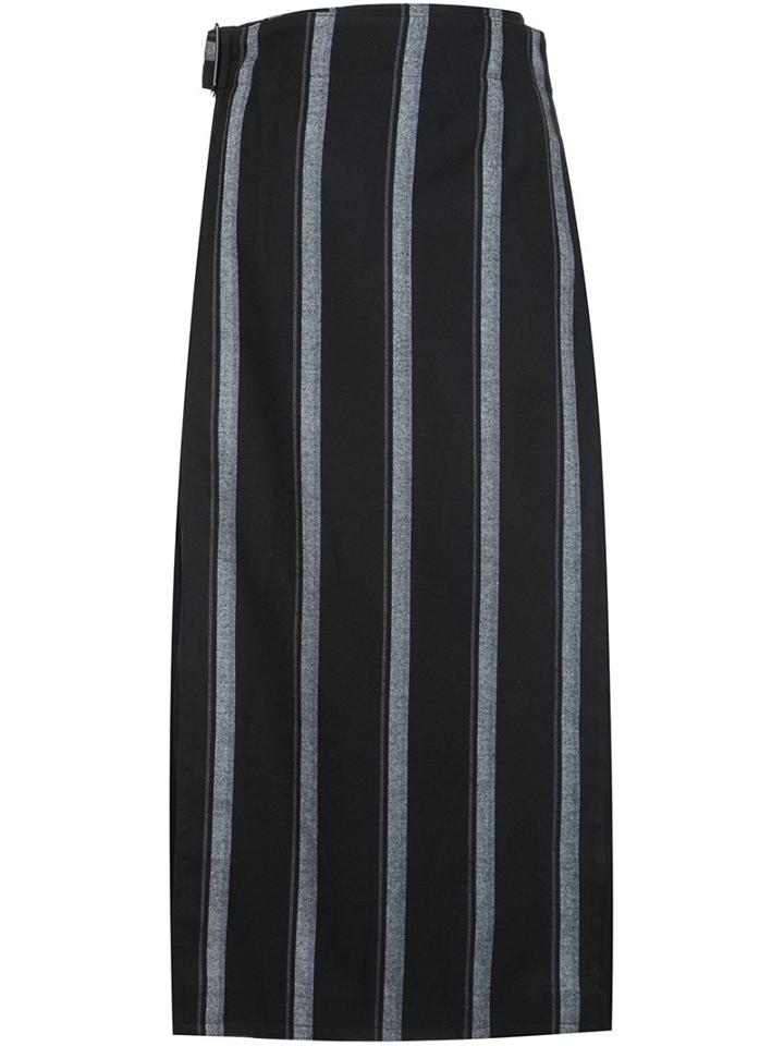 Y's Striped Skirt, Women's, Size: 2, Black, Polyester/viscose