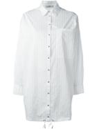 Diesel Striped Longline Shirt, Women's, Size: M, White, Cotton