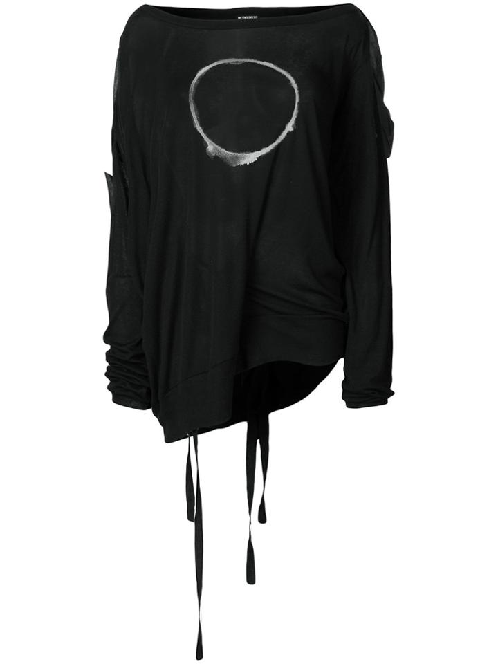 Ann Demeulemeester Printed Motif Scoop Neck Top - Black