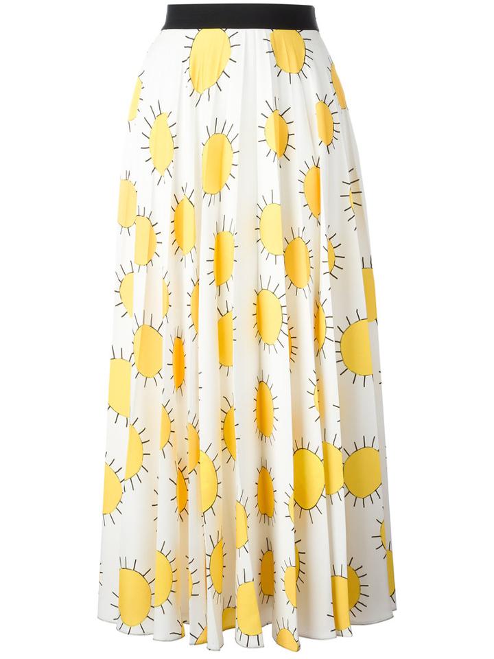 Christopher Kane - Printed Sun Pleated Skirt - Women - Polyester - 38, White, Polyester