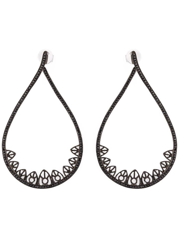Joëlle Jewellery Gothic Teardrop Diamond Earrings - Black