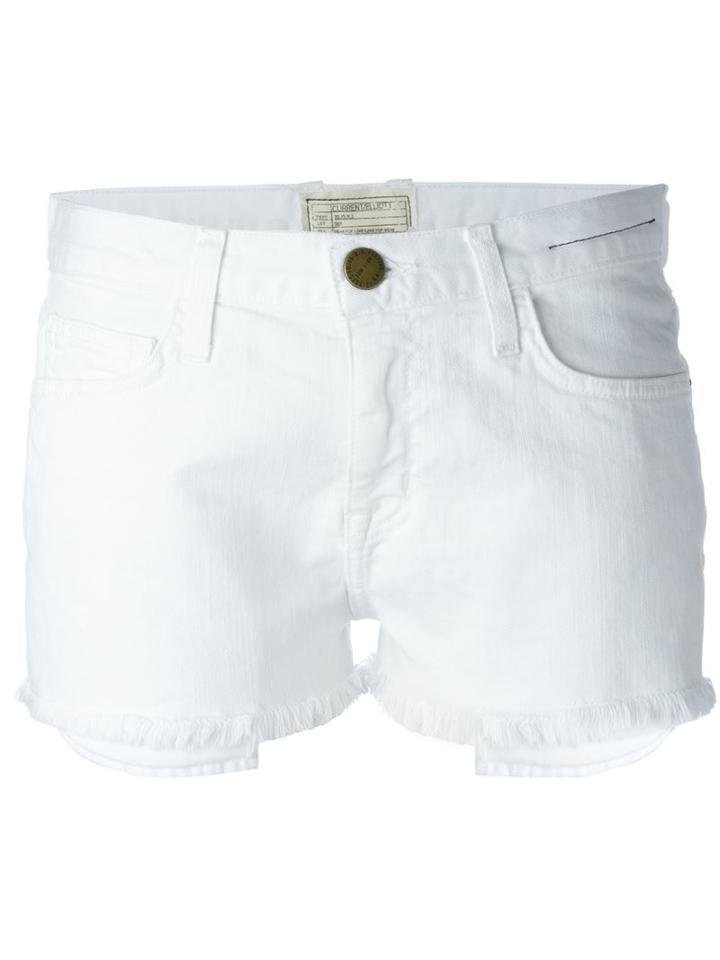 Current/elliott Frayed Denim Shorts, Women's, Size: 26, White, Cotton/spandex/elastane