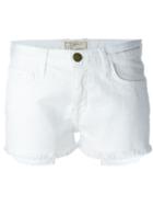 Current/elliott Frayed Denim Shorts, Women's, Size: 26, White, Cotton/spandex/elastane