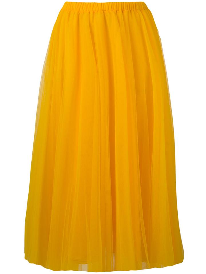 Rochas Elasticated Waistband Tulle Skirt, Women's, Size: 40, Yellow/orange, Polyimide