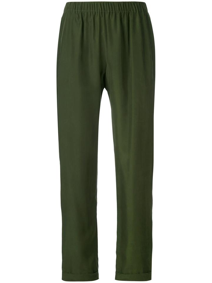 P.a.r.o.s.h. - Straight-leg Trousers - Women - Silk - M, Green, Silk