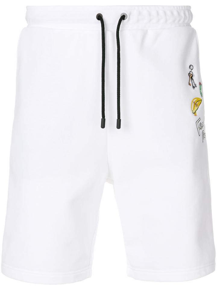 Fendi Embroidered Drawstring Shorts - White