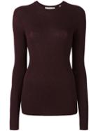 Vince Fine Rib Knit Long Sleeve Sweater, Women's, Size: Large, Red, Cashmere