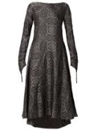 Aganovich Patterned Flared Dress, Women's, Size: 36, Grey, Silk/cotton
