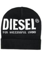 Diesel Contrast Logo Beanie - Black