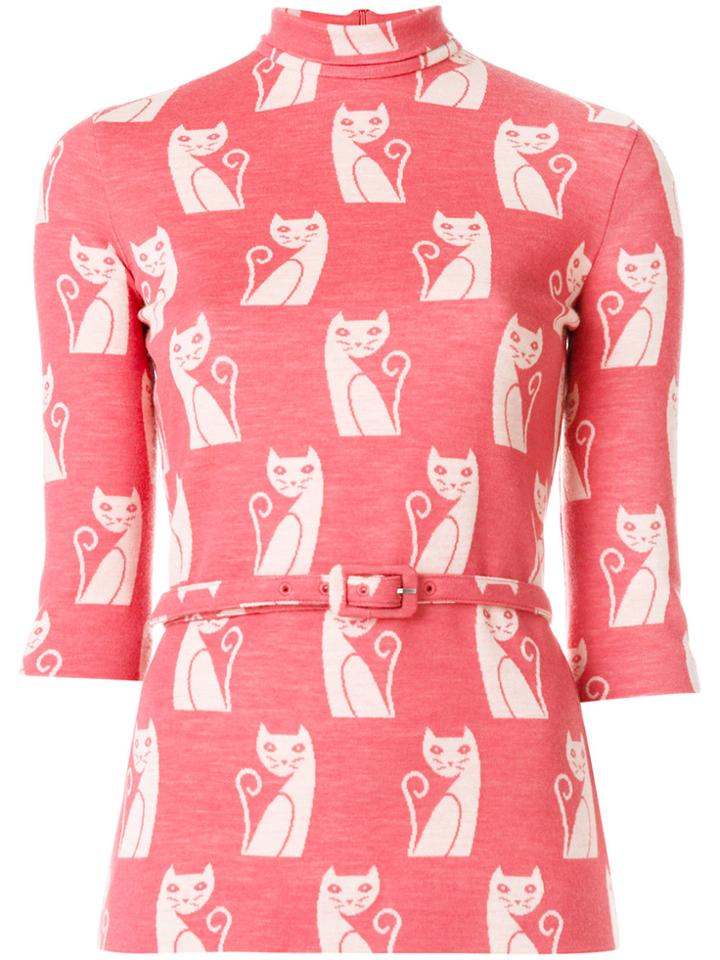 Miu Miu Cats Print Top - Pink & Purple
